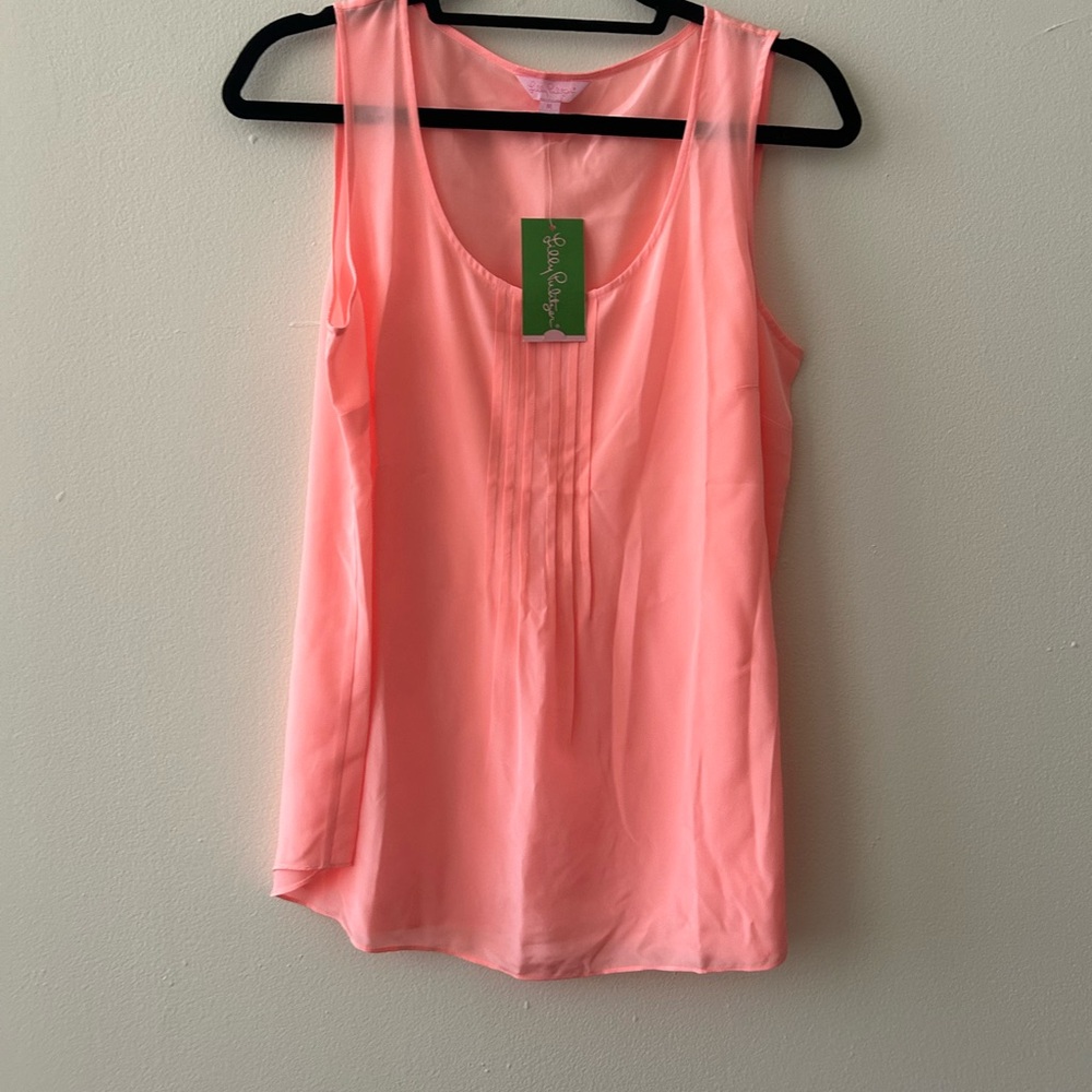 NWT Lilly Pulitzer Peach Silk Blouse | sleeveless lightweight top for summer